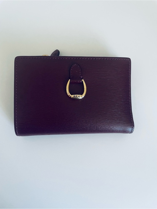 Ralph Lauren Handbags - Ralph Lauren Wine Leather Wallet with Gold Hardware